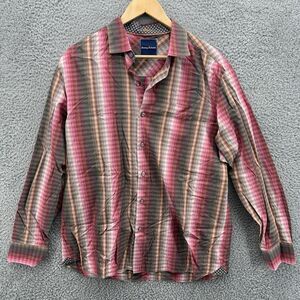 TOMMY BAHAMA Mens Size XL Button-Up Plaid Long Sleeve 100% Cotton Shirt -‎ EUC